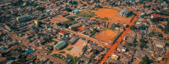 A drone shot of Ghana