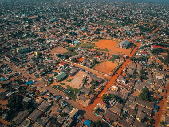 A drone shot of Ghana